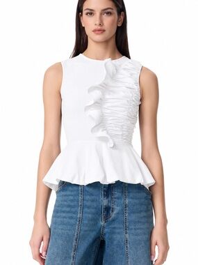 Robert Rodriguez • NWT White Ruffle-Paneled Peplum Camisole